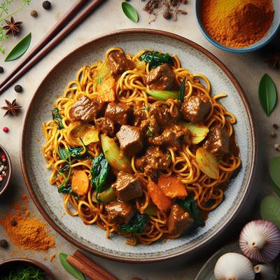 Image of Stir Fried Noodles with Curried Lamb