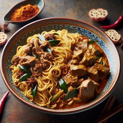 Image of Stir Fried Noodles with Singapore Lamb Curry