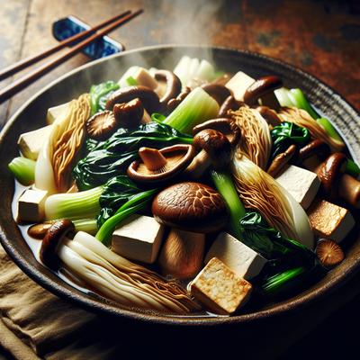 Image of Stir Fried Shitake Mushrooms with Tofu and Bok Choy