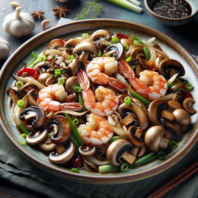 Image of Stir Fried Shrimp and Mushrooms
