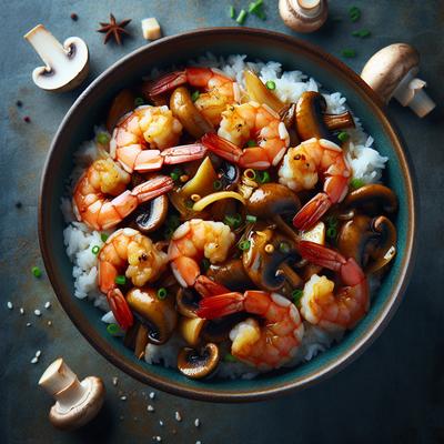 Image of Stir Fried Shrimp with Ginger and Mushrooms