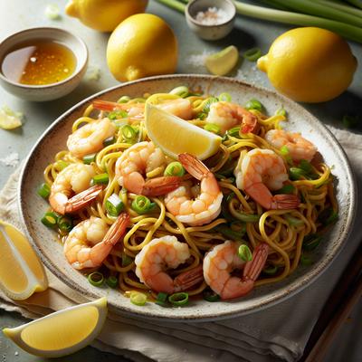 Image of Stir Fried Shrimp with Lemon Sauce Scallion Noodles