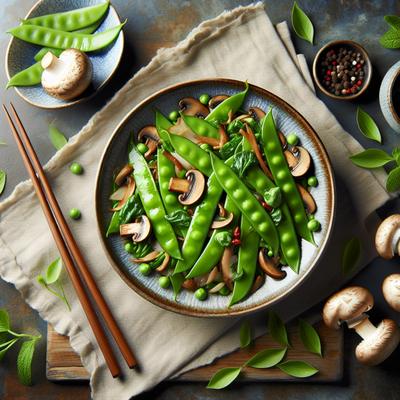 Image of Stir Fried Snow Peas with Mushrooms
