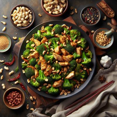 Image of Stir Fry Chicken and Broccoli with Peanuts