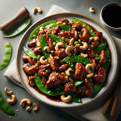 Image of Stir Fry of Hoisin Lamb with Cashews and Snow Peas