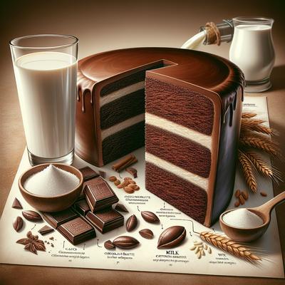 Image of Store Bought Chocolate Cake and Milk