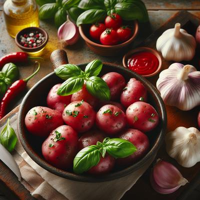 Image of Stove Top Baby Red Potatoes with Basil Shallots and Garlic