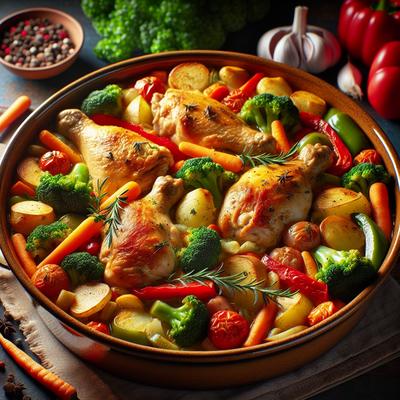 Image of Stove Top One Dish Chicken Bake with Vegetables