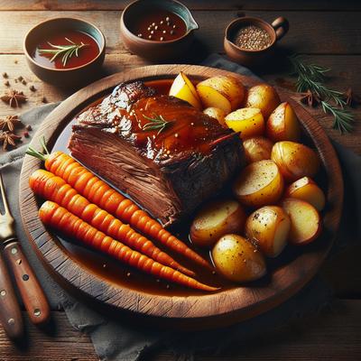 Image of Stove Top Pot Roast with Gravy Potatoes and Carrots