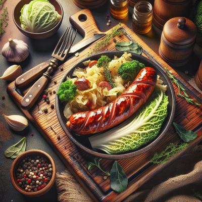 Image of Stove Top Smoked Kielbasa and Cabbage