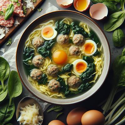 Image of Stracciatelli Soup with Tiny Meatballs