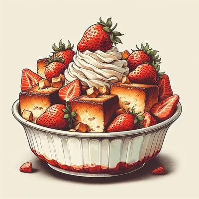 Image of Strawberries and Cream Bread Pudding