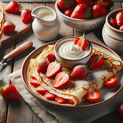 Image of Strawberries and Cream Crepes