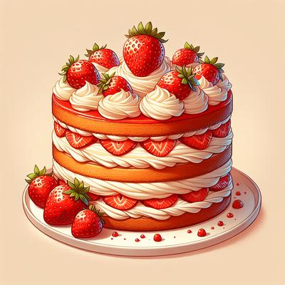 Image of Strawberries and Cream Layer Cake