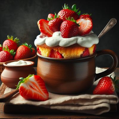 Image of Strawberries and Cream Mug Cake