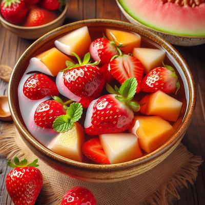 Image of Strawberries and Melon in Plum Wine