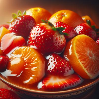 Image of Strawberries and Oranges in Syrup