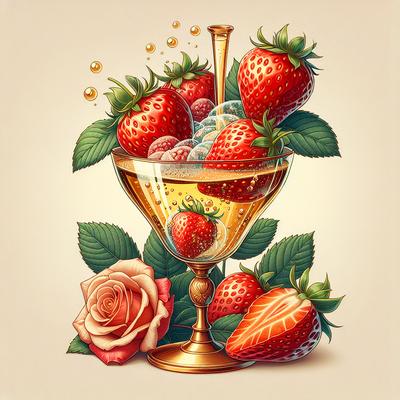 Image of Strawberries with Champagne and Roses