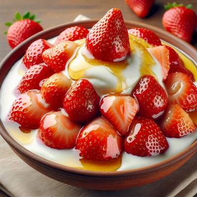 Image of Strawberries with Honeyed Yogurt Sauce