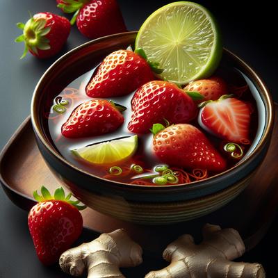 Image of Strawberries with Lime Ginger Syrup