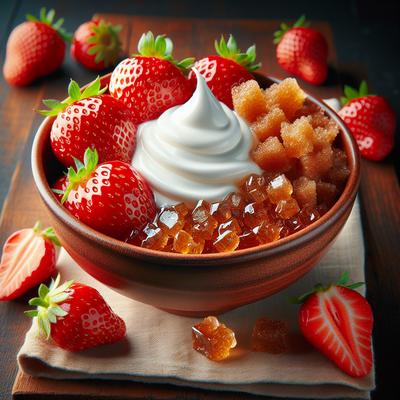 Image of Strawberries with Sour Cream and Brown Sugar
