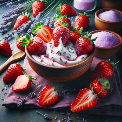 Image of Strawberries with Yogurt and Lavender Sugar