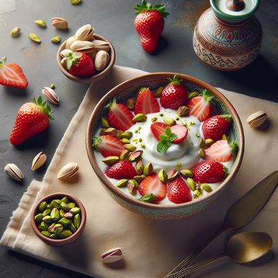 Image of Strawberries with Yogurt and Pistachios