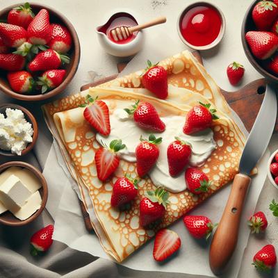 Image of Strawberry and Cream Cheese Crepes