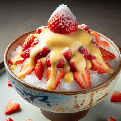 Image of Strawberry Blessed Snow with Custard Sauce