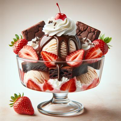 Image of Strawberry Brownie Ice Cream Sundae