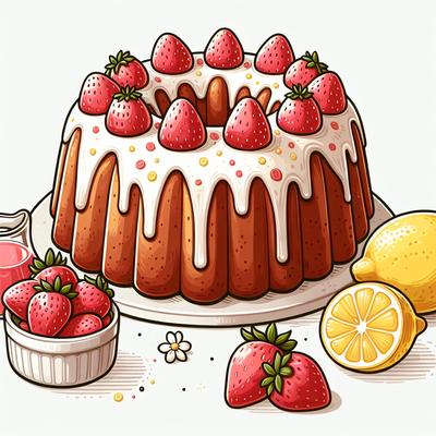 Image of Strawberry Bundt Cake with Lemon Glaze Drizzle Uses Cake Mix