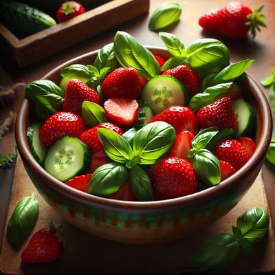 Image of Strawberry Cucumber and Basil Salad