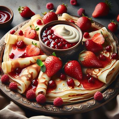 Image of Strawberry Fruit Dip and Crepes Filling
