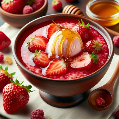 Image of Strawberry Soup with Honey Ice Cream