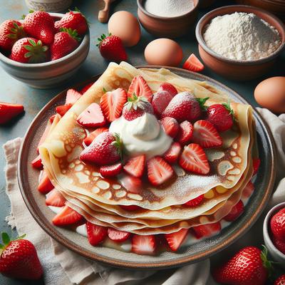 Image of Strawberry Sour Cream Crepes Very Thin Eggy