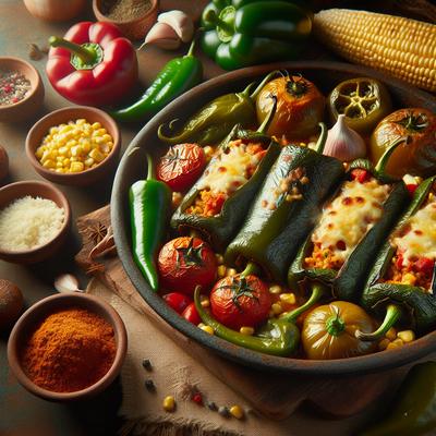 Image of Stuffed and Baked Poblano Chiles