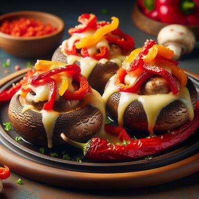 Image of Stuffed Mushrooms with Roasted Red Peppers and Manchego Cheese