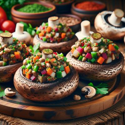Image of Stuffed Portabella Mushrooms Raw Vegan