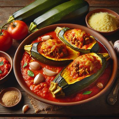 Image of Stuffed Zucchini in Tomato Sauce or Kousa