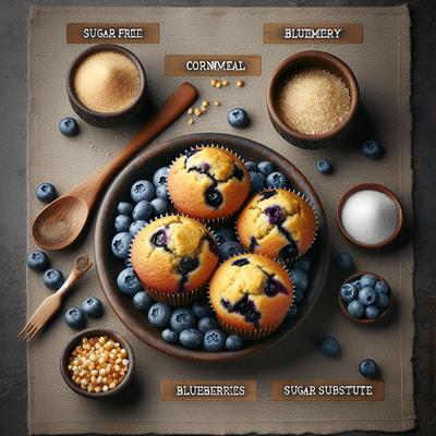 Image of Sugar Free Blueberry Cornmeal Muffins