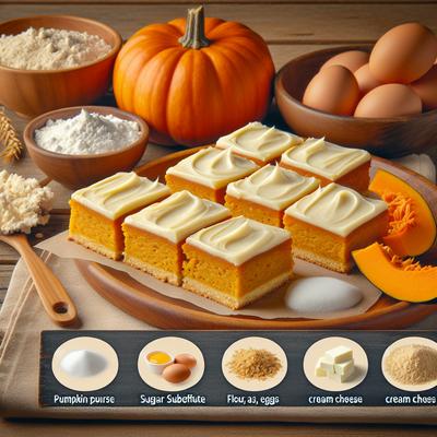 Image of Sugar Free Pumpkin Bars with Cream Cheese Frosting