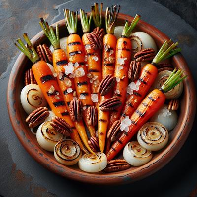 Image of Sugar Grilled Baby Carrots and Onions with Pecans