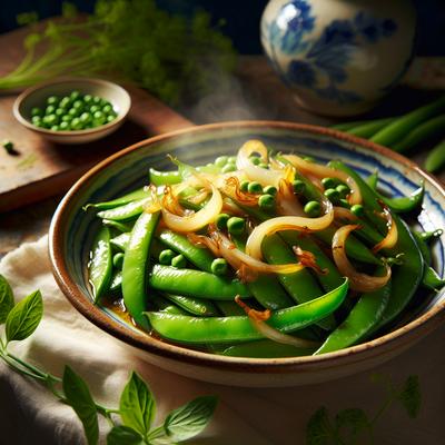 Image of Sugar Snap Peas and Onions