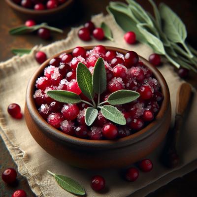Image of Sugared Cranberries and Sage Leaves