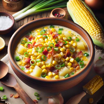 Image of Summer Corn Chowder with Scallions Bacon Potatoes