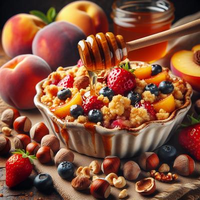 Image of Summer Fruit Honey and Hazelnut Crumble