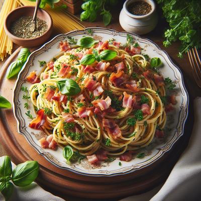 Image of Summer Herb Spaghetti with Crumbled Bacon