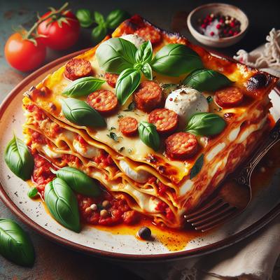 Image of Summer Lasagna with Fresh Mozzarella Sausage and Basil