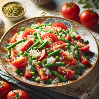 Image of Summer Rice Salad with Tomatoes and Green Beans