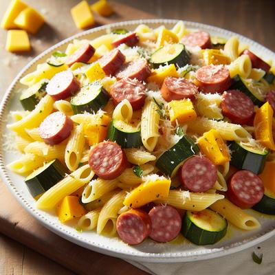 Image of Summer Squash and Sausage Pasta Dish